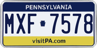 PA license plate MXF7578