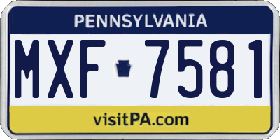 PA license plate MXF7581
