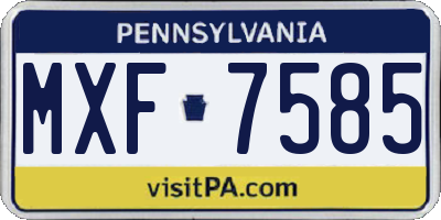 PA license plate MXF7585