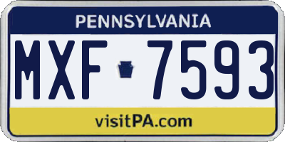 PA license plate MXF7593