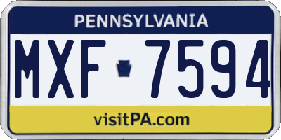 PA license plate MXF7594