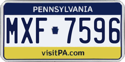 PA license plate MXF7596