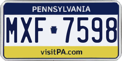 PA license plate MXF7598