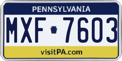 PA license plate MXF7603