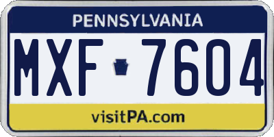 PA license plate MXF7604