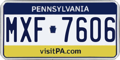 PA license plate MXF7606