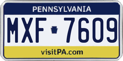 PA license plate MXF7609