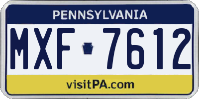 PA license plate MXF7612