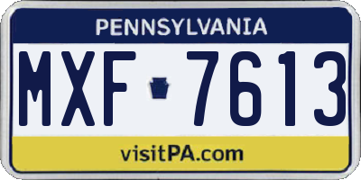 PA license plate MXF7613