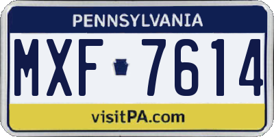 PA license plate MXF7614