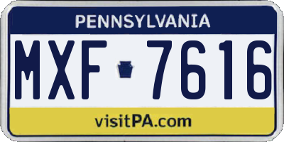 PA license plate MXF7616