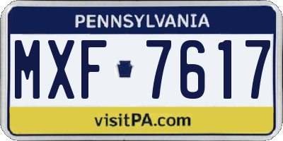 PA license plate MXF7617