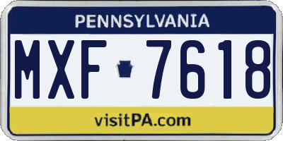 PA license plate MXF7618