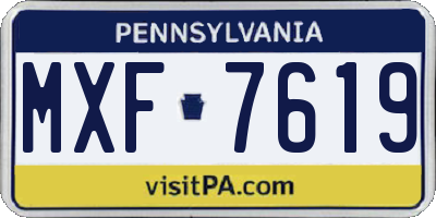 PA license plate MXF7619