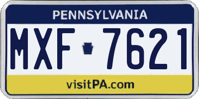 PA license plate MXF7621