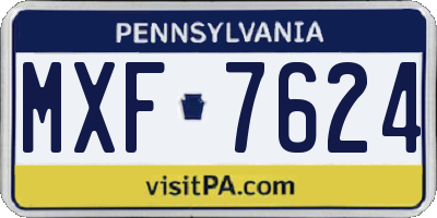 PA license plate MXF7624