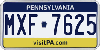 PA license plate MXF7625