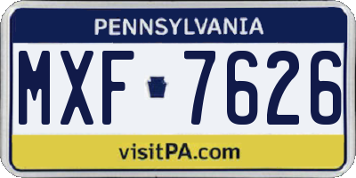 PA license plate MXF7626