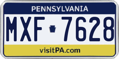 PA license plate MXF7628