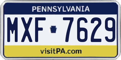 PA license plate MXF7629