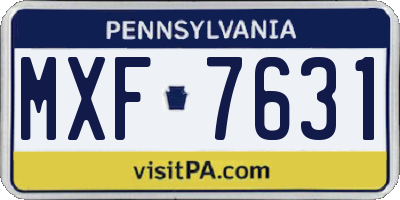 PA license plate MXF7631