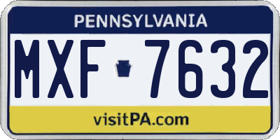 PA license plate MXF7632