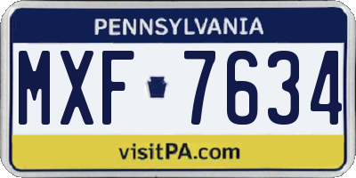 PA license plate MXF7634