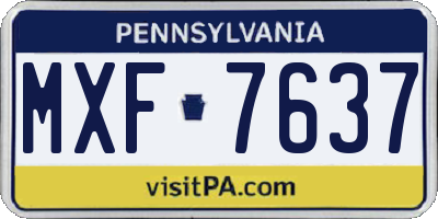 PA license plate MXF7637