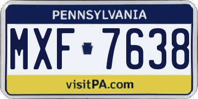 PA license plate MXF7638