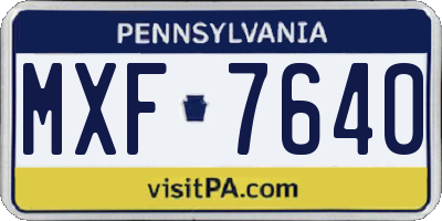 PA license plate MXF7640