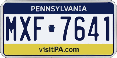 PA license plate MXF7641