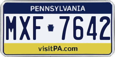 PA license plate MXF7642
