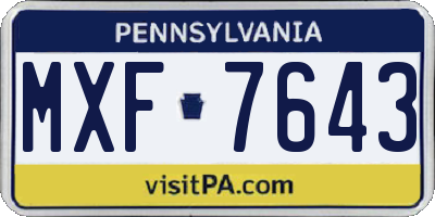 PA license plate MXF7643