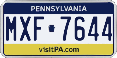 PA license plate MXF7644