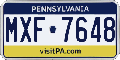 PA license plate MXF7648