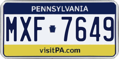 PA license plate MXF7649