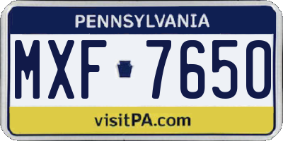 PA license plate MXF7650