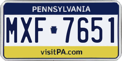 PA license plate MXF7651
