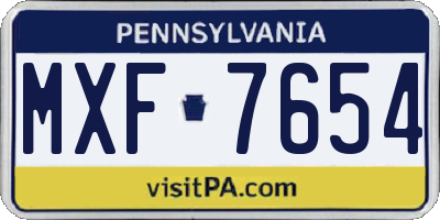 PA license plate MXF7654
