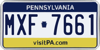 PA license plate MXF7661