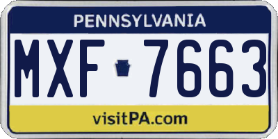 PA license plate MXF7663