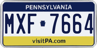 PA license plate MXF7664