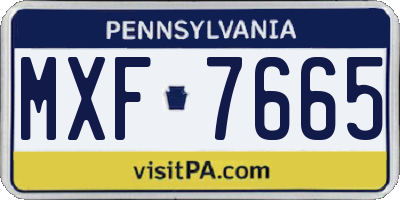 PA license plate MXF7665