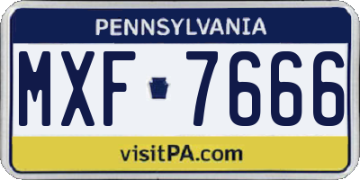 PA license plate MXF7666