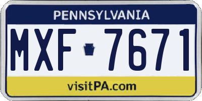PA license plate MXF7671