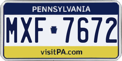 PA license plate MXF7672