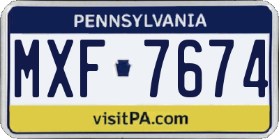 PA license plate MXF7674