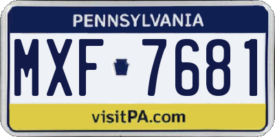 PA license plate MXF7681