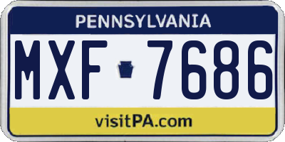 PA license plate MXF7686