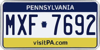 PA license plate MXF7692